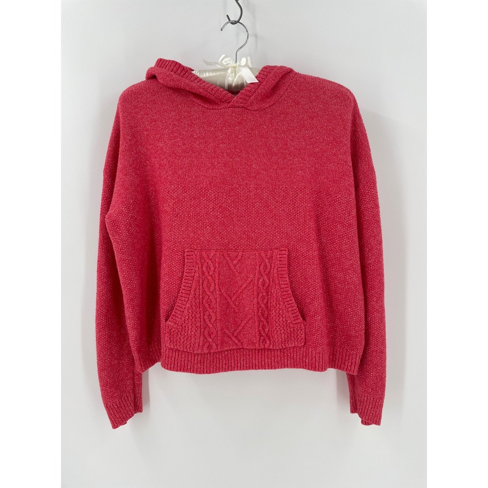 Cabi 4473 Serenity Hoodie Pink Marl Knit Cable Pocket Sweater Womens Medium